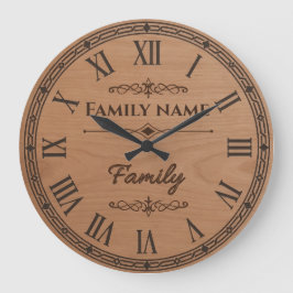 Relógio Grande Custom Family Name Wall Clock – Home Decor