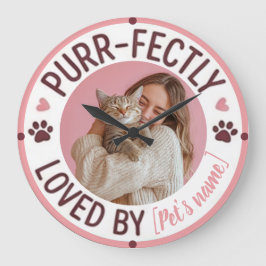 Relógio Grande Custom Photo and Name For Cat Mom | Pet Lovers