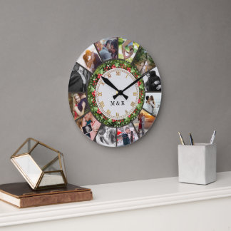 Relógio Grande Custom Photos Collage Clock | Gift for Christmas