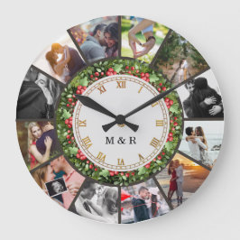 Relógio Grande Custom Photos Collage Clock | Gift for Christmas