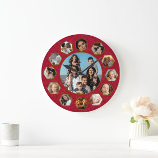 Relógio Grande Custom Photos Collage Clock | Gift for Christmas
