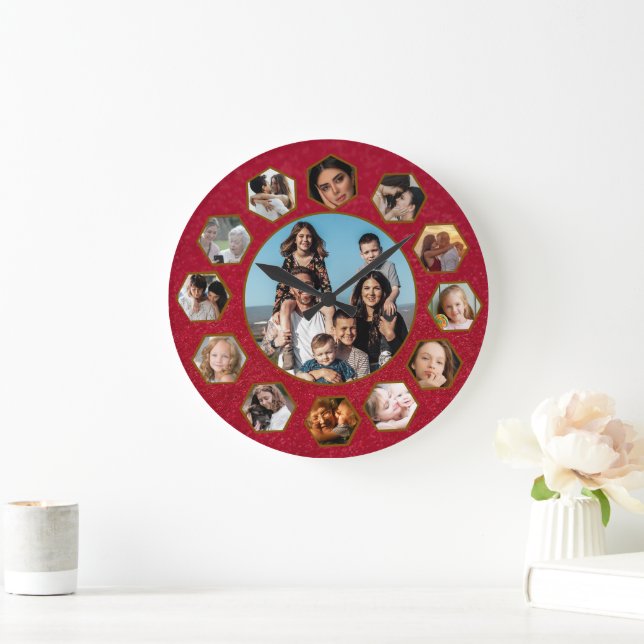 Relógio Grande Custom Photos Collage Clock | Gift for Christmas (Lar)