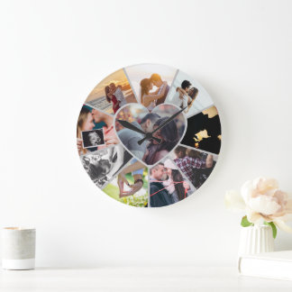 Relógio Grande Custom Photos Collage Clock | Gift for Christmas