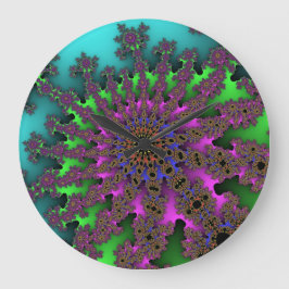 Relógio Grande Custom Teal Purple Burst Wall Clock