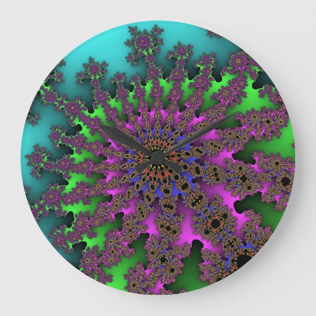 Relógio Grande Custom Teal Purple Burst Wall Clock (Frente)