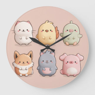 Relógio Grande Cute Animal Wall Clock – Adorable Cartoon Animal W