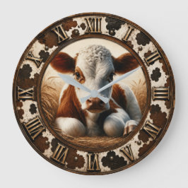 Relógio Grande Cute Baby Calf Rustic Farmhouse