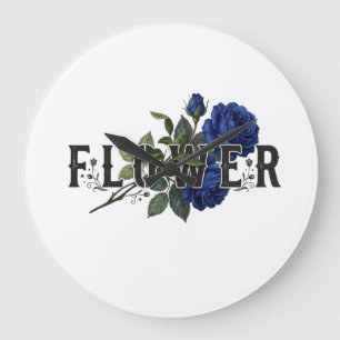 Relógio Grande Cute Blue Floral "FLOWER" Moletom para Meninas, Ae