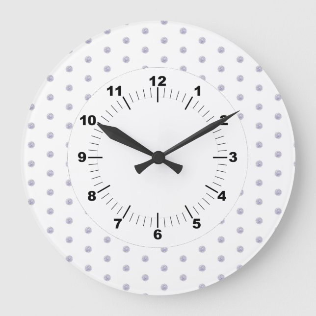 Relógio Grande Cute Chic Pattern Flower Lavender Polka Dot (Frente)