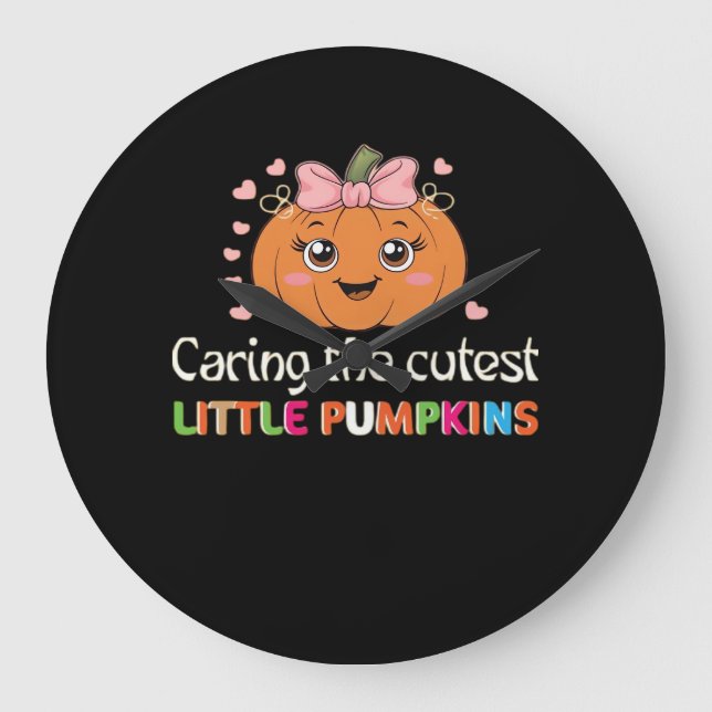 Relógio Grande Cute Cuidando Da Enfermeira De Abóboras Mais Justa (Frente)