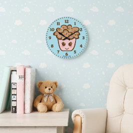 Relógio Grande Cute Cupcake Nursery Wall Clock with Name