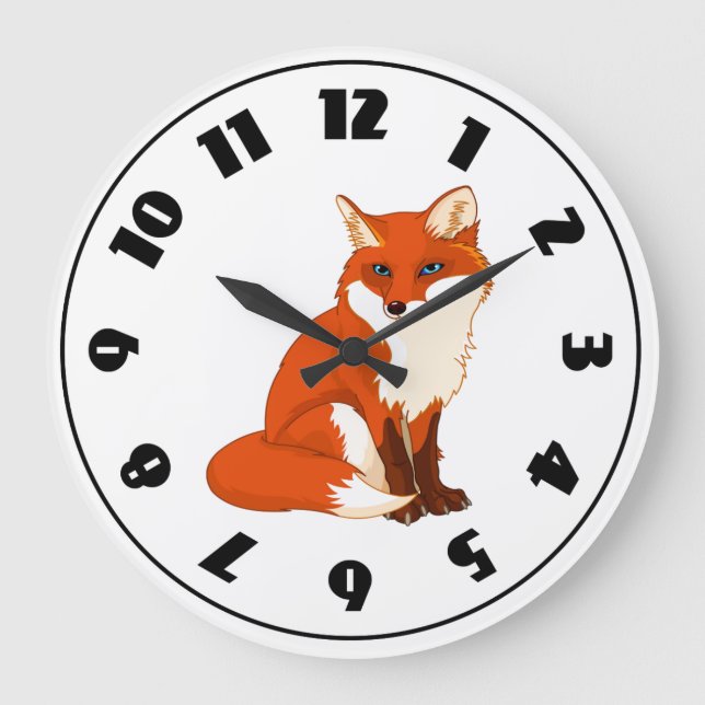 Relógio Grande Cute Fox Sitting Clock (Frente)