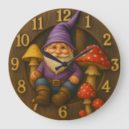 Relógio Grande Cute gnome rustic style mushroom forest clock