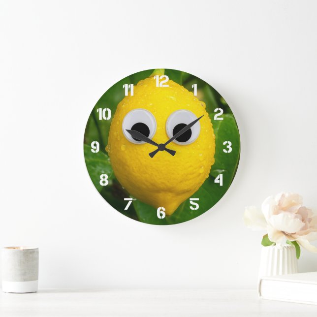 Relógio Grande Cute Googly Eye Lemon Kids Clock (Lar)