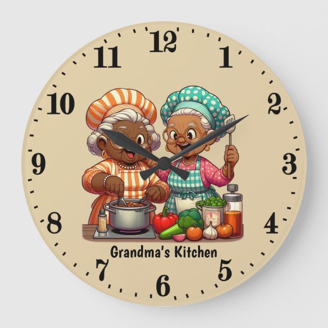 Relógio Grande Cute Grandma's kitchen customizable (Frente)