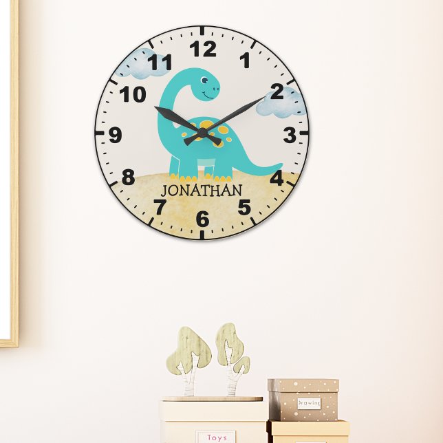 Relógio Grande Cute Green Dinosaur Decoration Room Kid's (Criador carregado)