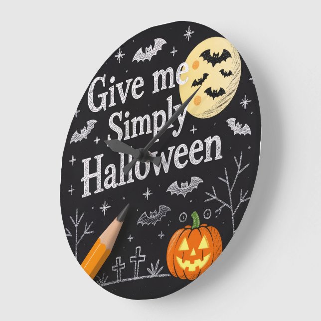 Relógio Grande Cute Halloween Gift Wrap (Ângulo)