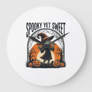 Relógio Grande Cute Halloween Witch Assustador, mas Doce Camiseta