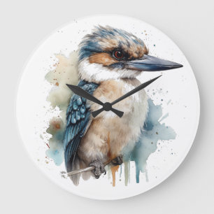 Relógio Grande Cute Kookaburra em uma ramificação