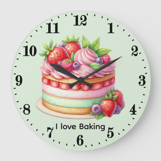 Relógio Grande Cute love baking customizable (Frente)