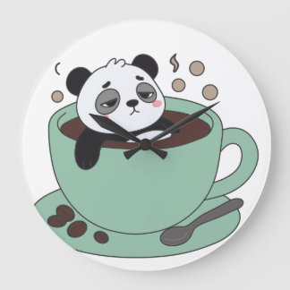 Relógio Grande Cute Panda In Coffee Cup Coffee Lover Gift