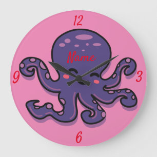 Relógio Grande Cute Purple Octopus Thunder_Cove