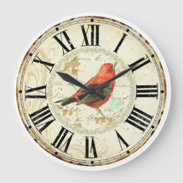 Relógio Grande cute red bird roman numeric