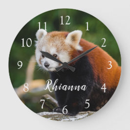 Relógio Grande Cute Wild Red Panda Photo Personalized