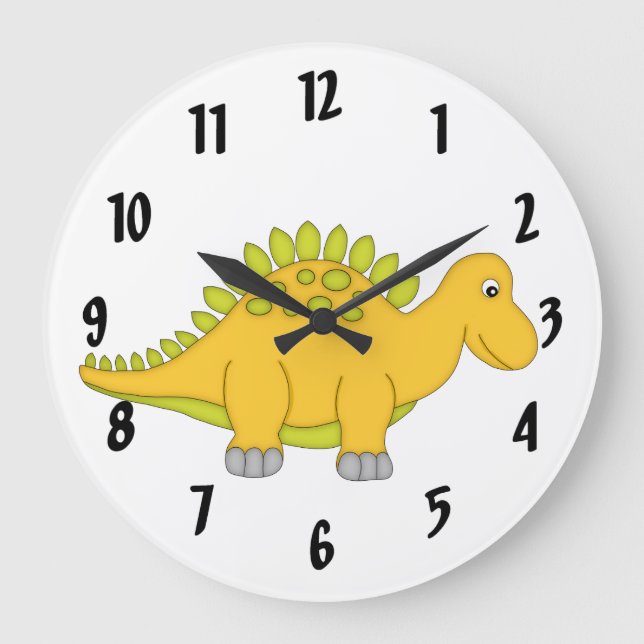 Relógio Grande Cute Yellow Dinosaur Kid's wall clock/Medium (Frente)