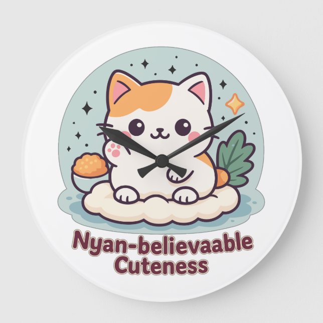 Relógio Grande Cutensidade Acreditável Nyan - Gato Kawaii Cute (Frente)