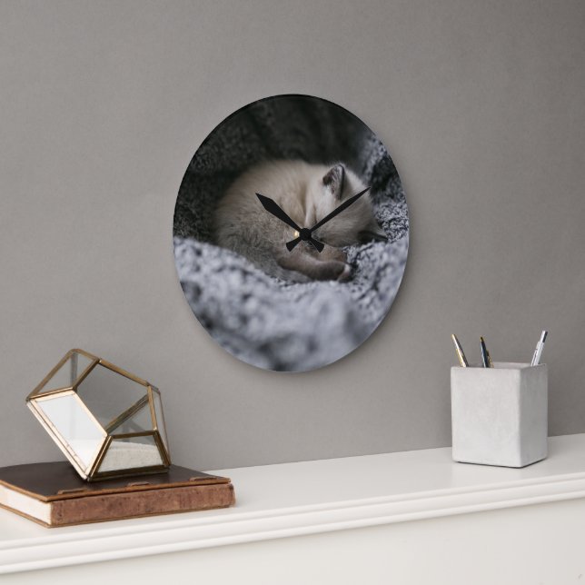 Relógio Grande Cutest Baby Animals | Tiny Kitten Sleeping (Escritório)