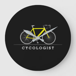 Relógio Grande Cycologist text with yellow bicycle