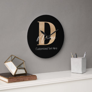 Relógio Grande D & Name Iniciais Monogramados Modernos Personaliz