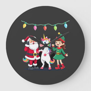 Relógio Grande Dabbing Papai Noel Elfo Unicórnio Natal Crianças M