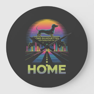 Relógio Grande Dachshund Long Silhouettes, Longer Shadows Of Love