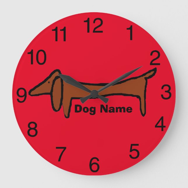 Relógio Grande Dachshund, Red Clock, nome de edição (Frente)