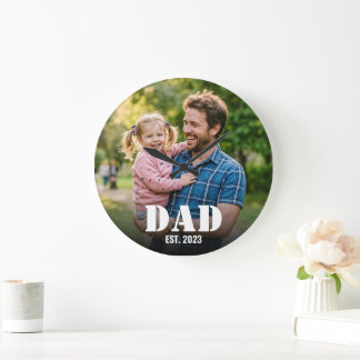 Relógio Grande Dad Established Simple Bold Typography & Photo