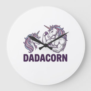 Relógio Grande Dadacorn Camiseta De Pai De Unicórnio Engraçado De