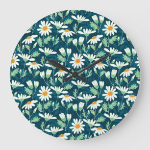 Relógio Grande Daisy Ditsy Chamomile Romântica Impressão