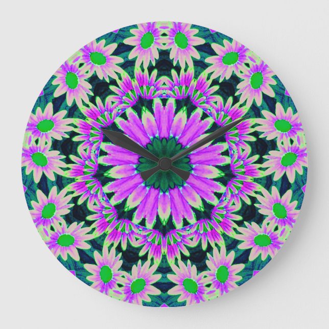 Relógio Grande Daisy Lovers Fantasy Fractal (Frente)