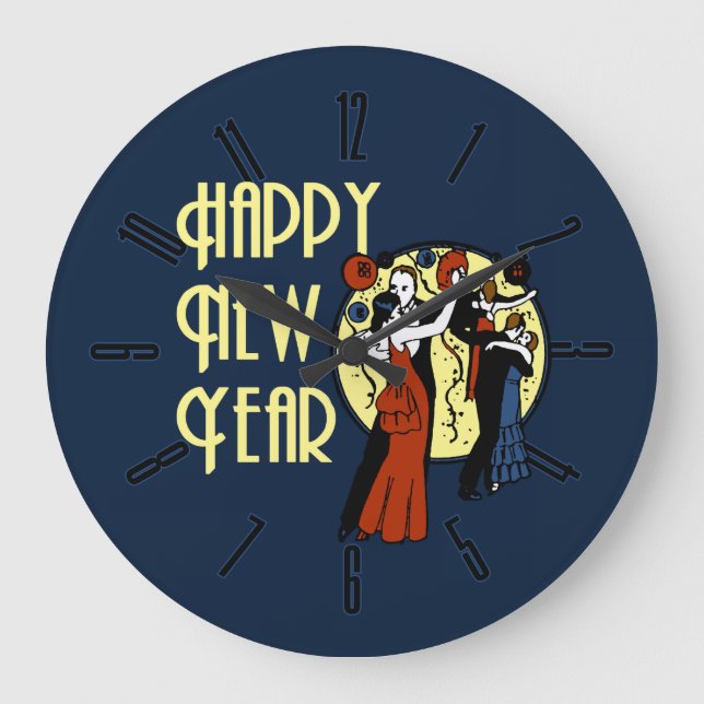 Relógio Grande Dança do ano novo do vintage (Frente)