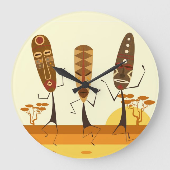 Relógio Grande Dançarinos africanos (Frente)