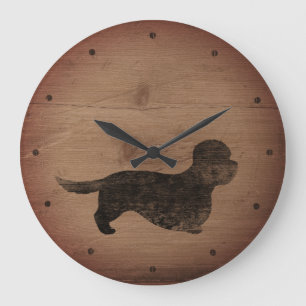 Relógio Grande Dandie Dinmont Terrier Silhouette Estilo Russo