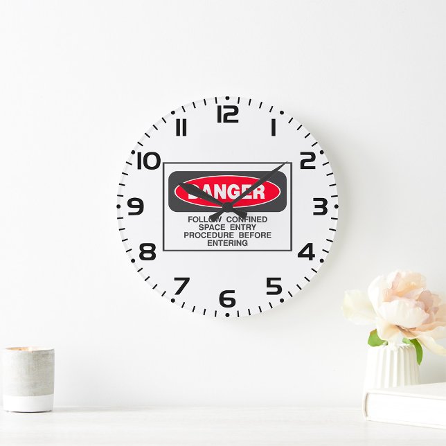Relógio Grande Danger Confined Space Entry Safety Warning (Criador carregado)