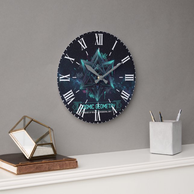 Relógio Grande Dark Cosmic Geometry Galactic Space Roman Wall Clo (Escritório)