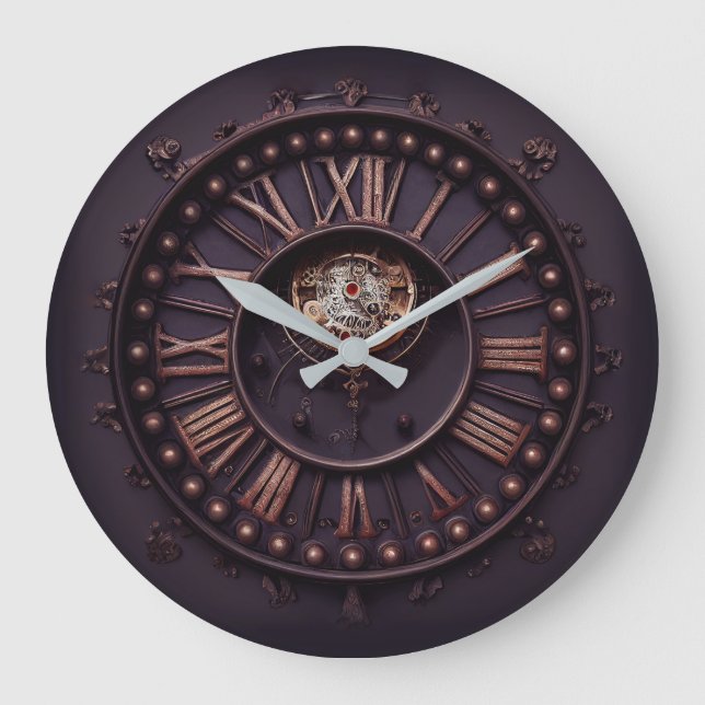 Relógio Grande Dark Gothic Steampunk Clock With Roman Numbers (Frente)