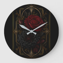 Dark Regency Crimson Rose Gold Luxury Wall Clock