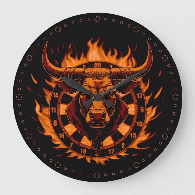 Relógio Grande Dartscheibe Feuer Stier Bulle Spezialdesign (Frente)