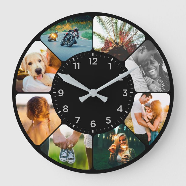 Relógio Grande de 8 Fotografias Arredondadas Perso (Frente)