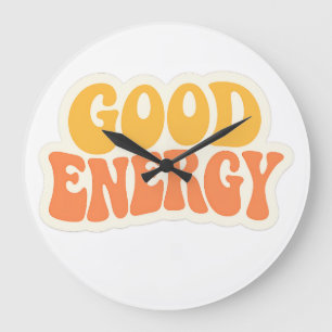 Relógio Grande de Texto Ondulado Retro GOOD ENERGY